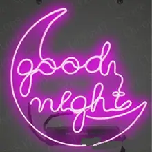 Хорошая ночь луна подарок неоновые вывески Настоящая стеклянная трубка Пивной бар паб ручной работы Homeroom Girlsroom вечерние Декор Светильник знак 14 дюймов