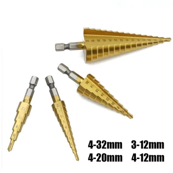 

4Pcs Drill Bit HSS Step Drill Wood Set Power Tools For Metal High Speed Steel Hole Cutter Step Cone Center Drills