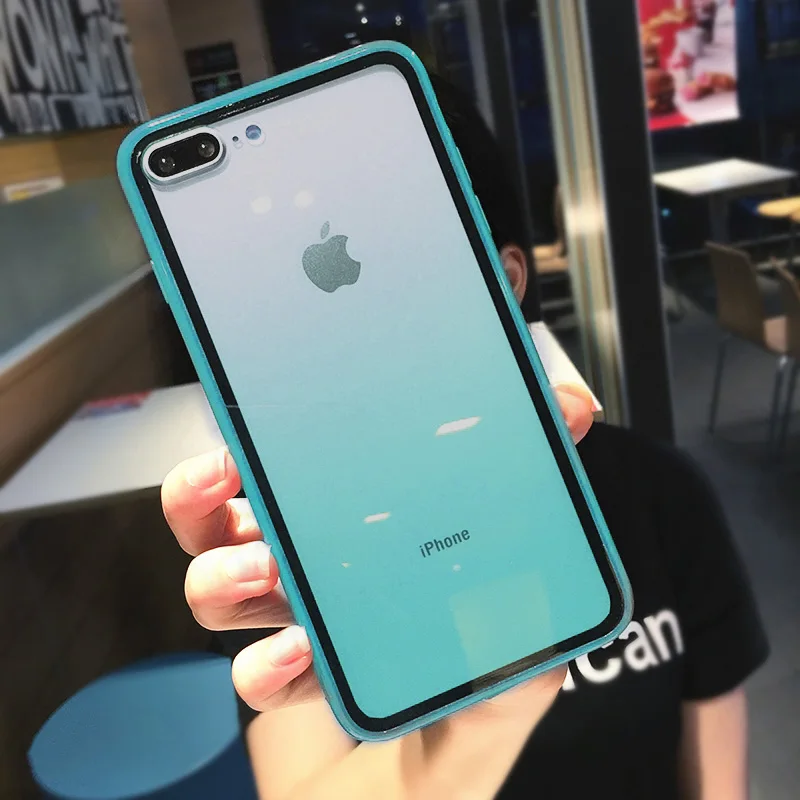 Радужный Мягкий Силиконовый противоударный чехол с градиентом для iphone 11 pro Max XR XS Max XS 7 8 6 6s Plus акриловый прозрачный чехол - Цвет: T6