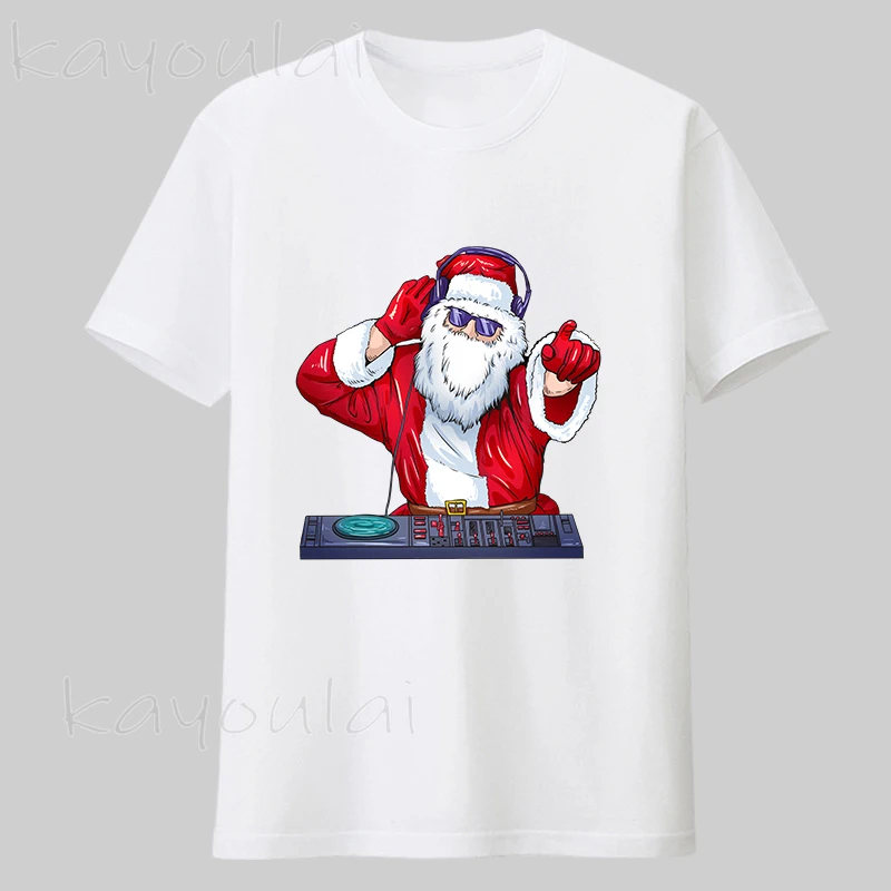 

Harajuku Santa Claus The Cute Pug Dog Dabbing Dance Print 100% Cotton Graphic T Shirts Men Short Sleeve Oversized Men Tshirt