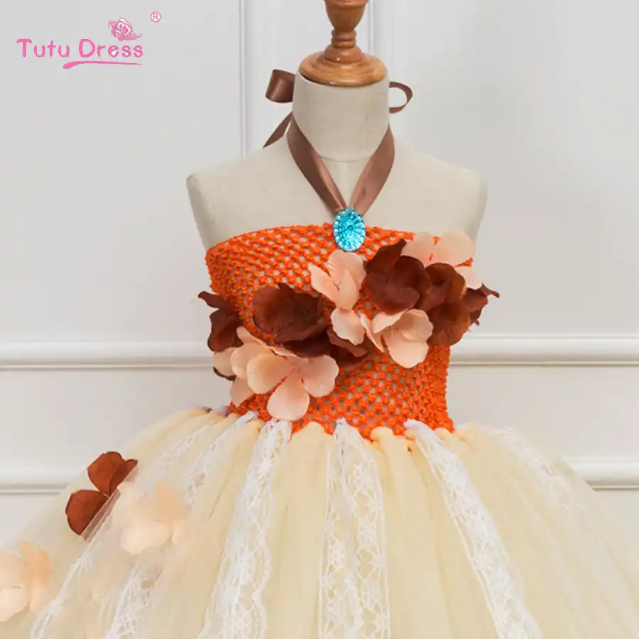 Princess Moana Tutu Dress Cute Orange Flower Blue Crystal Girls Dresses Wedding Kids Halloween Cosplay Costume Party Clothes Designer Girls Dress Girls Designer Dressgirls Dress Aliexpress