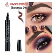 Водостойкая микроблейдинг тату-ручка для бровей, 4 головки, Тонкий усилитель, вилка, кончик для бровей, тату, ТИНТ, гель для бровей, инструменты для макияжа