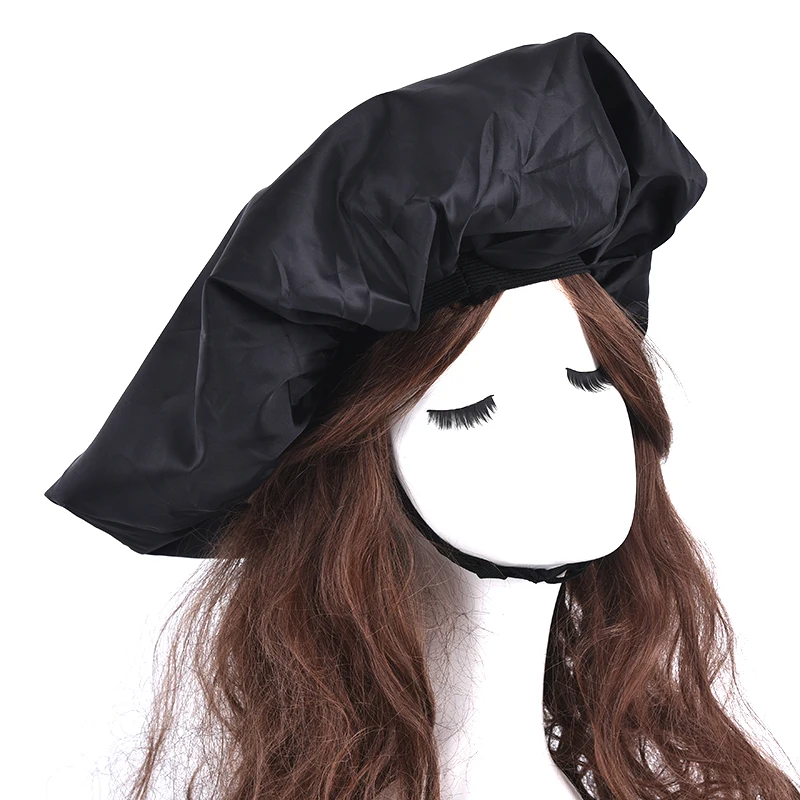 1 шт., шапка для сна, шапочка для головы, шапка для вьющихся пружинящих волос, черный цвет, супер большой размер, шапка для салона красоты, Атласная шапочка