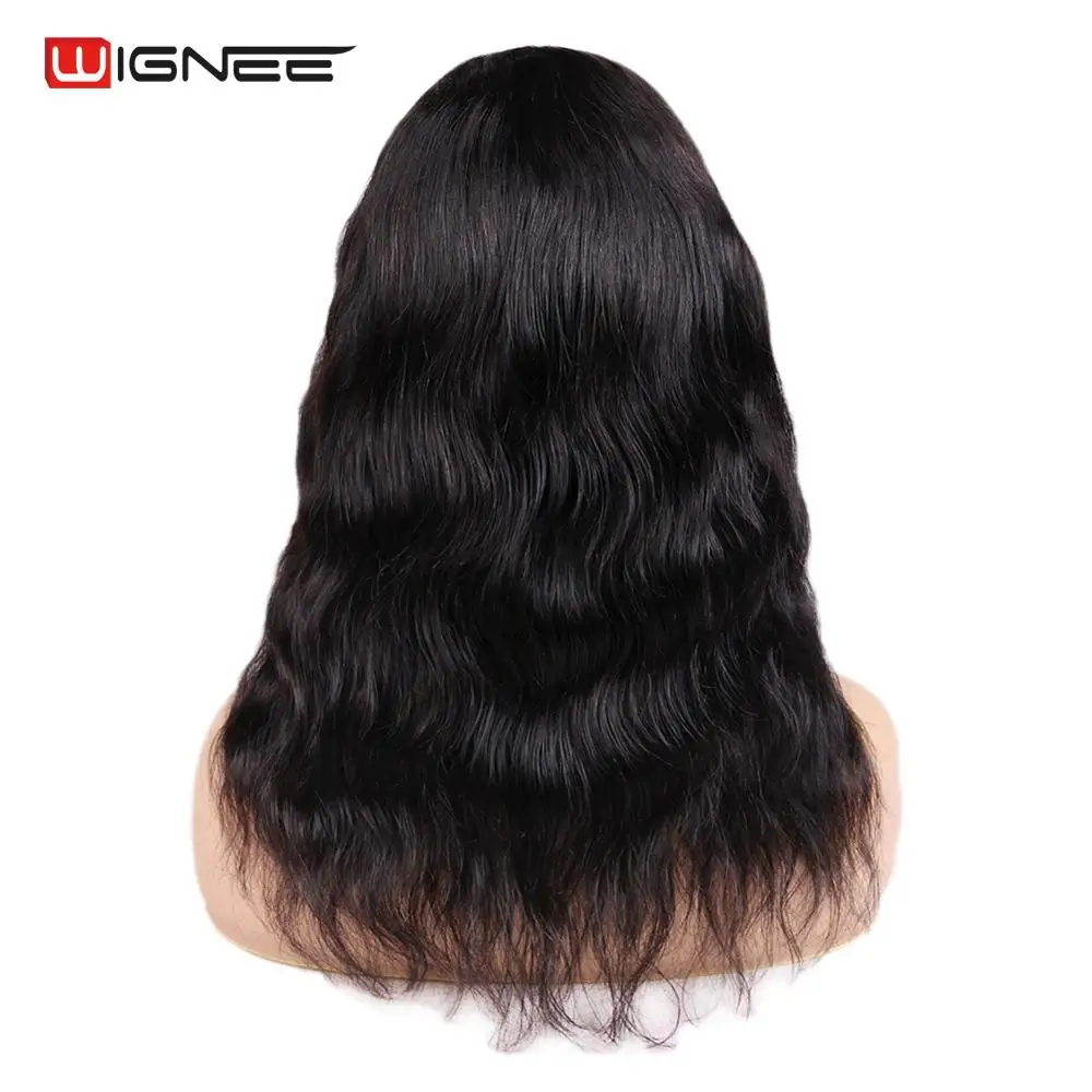 Wignee 4*4 Lace Closure Natural Wave Human Hair Wigs For Black Women Middle Part Brazilian Remy Hair Glueless Lace Human Wigs
