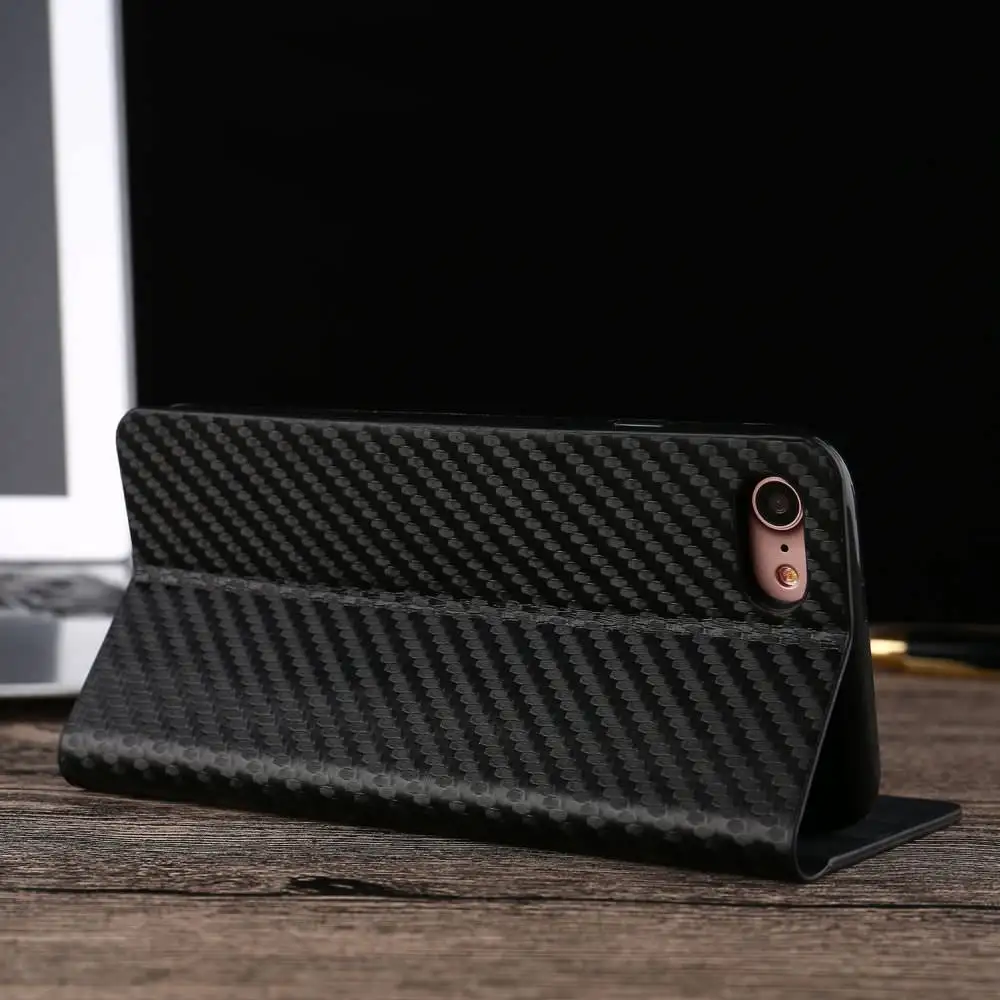 Элегантный Магнитный флип-чехол-кошелек для iPhone 11 Pro Max X Xr Xs, кожаный чехол из углеродного волокна 8 Plus 7 6S 6, полный защитный бампер