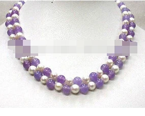 760 Genuine 30&quot 8mm round lavender stone white pearls necklace | Украшения и аксессуары