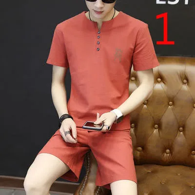 

Short-sleeved t-shirt men's striped cotton Korean version of the self-cultivation tide brand wild trend shirt