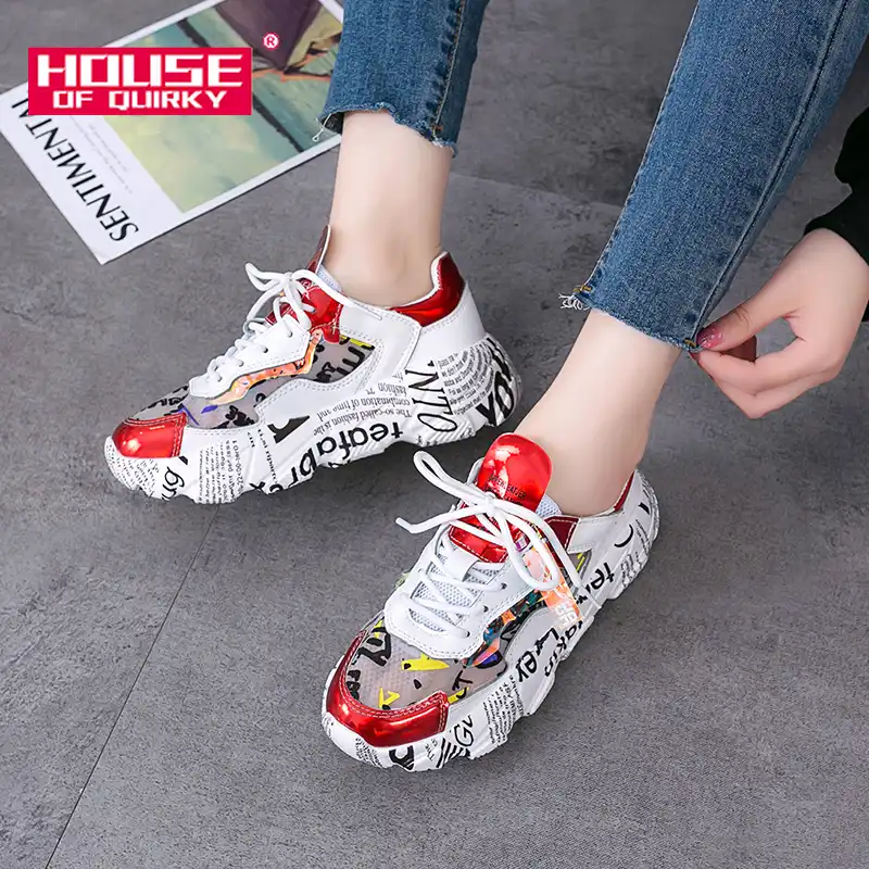 female red bottom sneakers