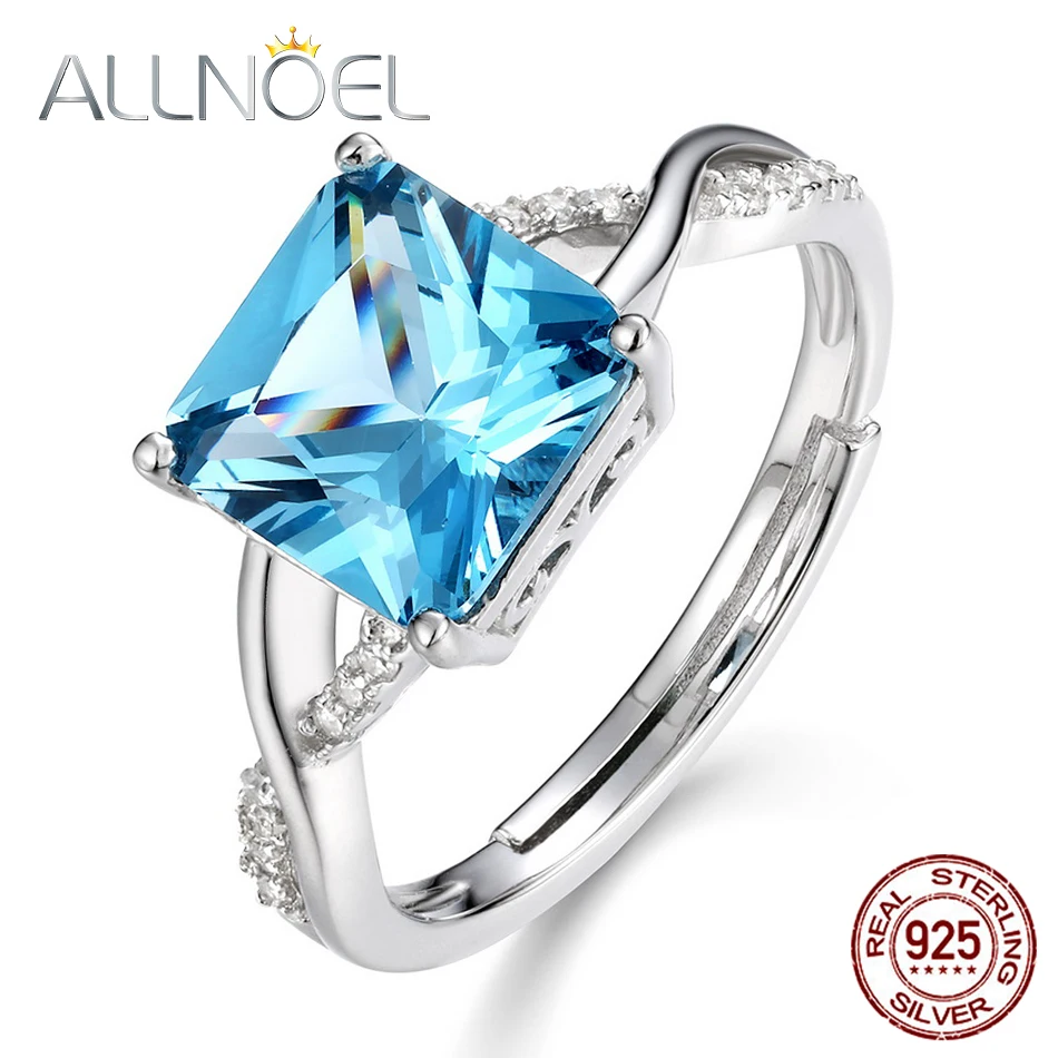 

ALLNOEL Silver 925 Jewelry Gemstone Spinel Rings for Women White Gold Adjustable Fine Jewelry Luxury Jewelry Brand Eternal Ring