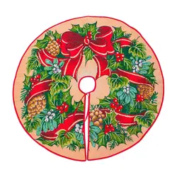 100 см новогодняя елка юбка Новогоднее украшение сосновый конус венок дерево покрытие для ног ковер с Рождеством поставки