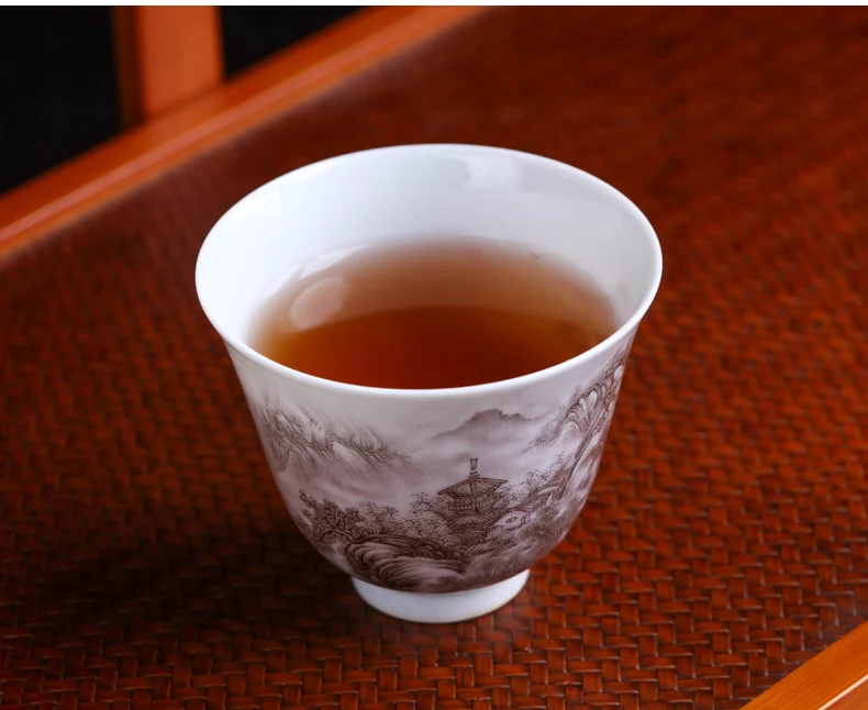 130 мл ручная роспись пейзаж узор чайная чашка керамический фарфор Jingdezhen чайная чашка кунг-фу чайная чаша коллекция украшений для дома