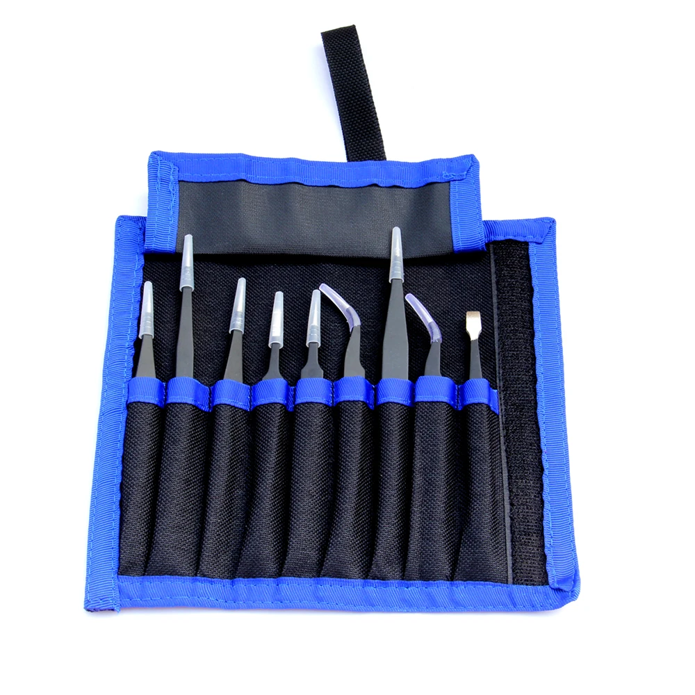 Tweezers Kit Antis-static Stainless Steel Precise Jewelries-making with Bag for Electronics | Инструменты