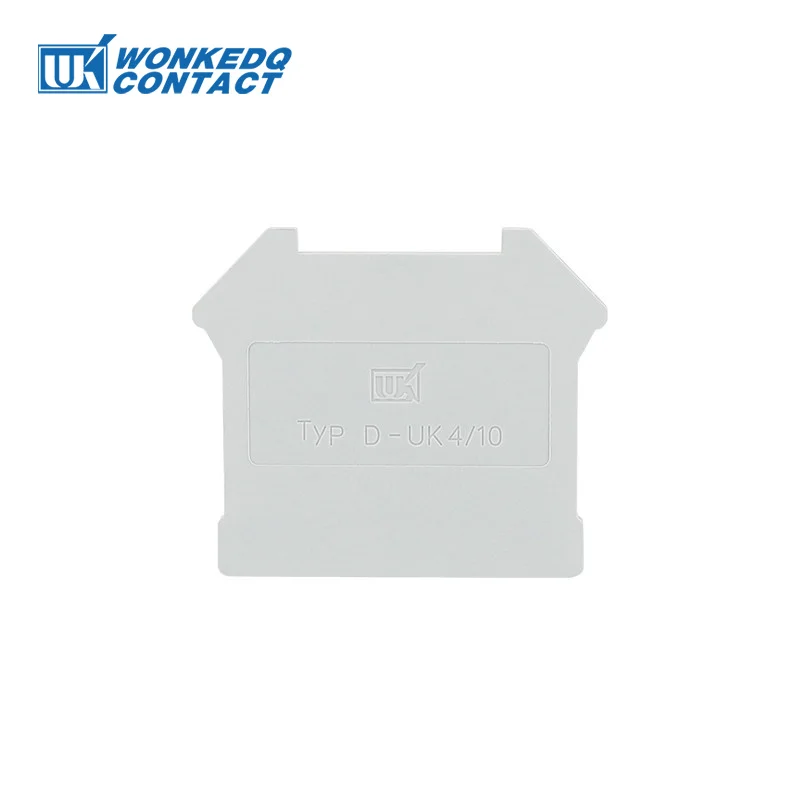 Wire Connectors Din Rail Terminal Block 1Pc D-UK4/10 End Cover For UK 3/5/6/10/25 UIK16 Wire Connector Din Rail Terminal Block D-UK 4/10 End Barrier Plate Separation