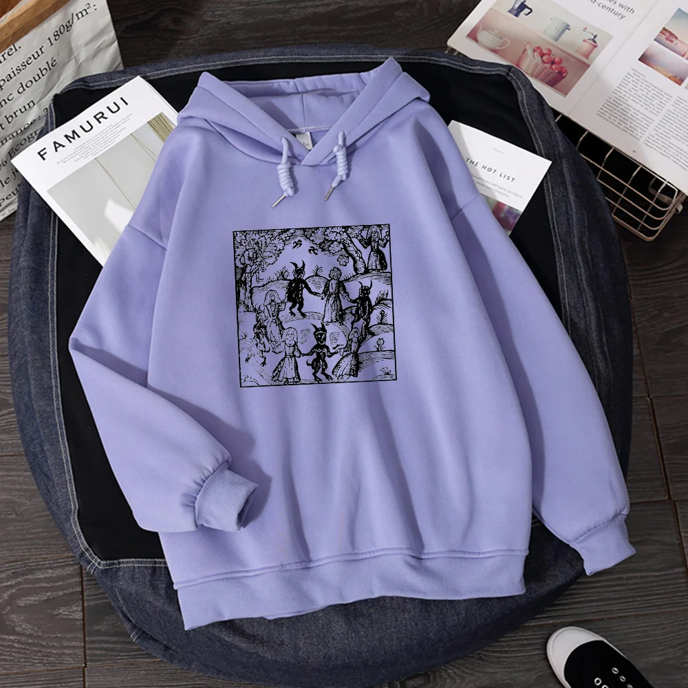 

Winter Unisex Fleece Thick Sweatshirt Oversized Thick Harajuku Streetwear Hoodie Vintage Pattern Printing Sweatshirts Plus Size