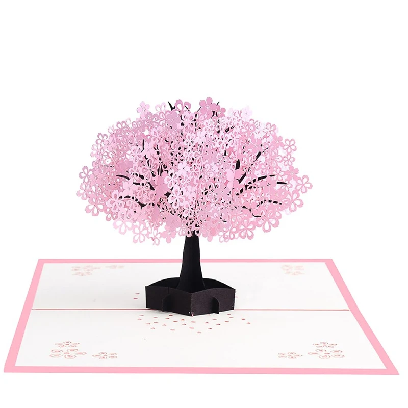  Cherry Tree 3D Pop UP Card with envelope sticker Flower laser cut invitation Wedding Greeting Cards