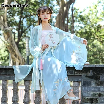 

2020 oriental ancient women fairy chinese traditional dance costumes tang suit dress embroidery breathable performance clothing
