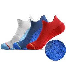 Famous Landscape Great Wall Pattern Jacquard Seamless Thick Cushioned Sport No Show Socks for Basketball