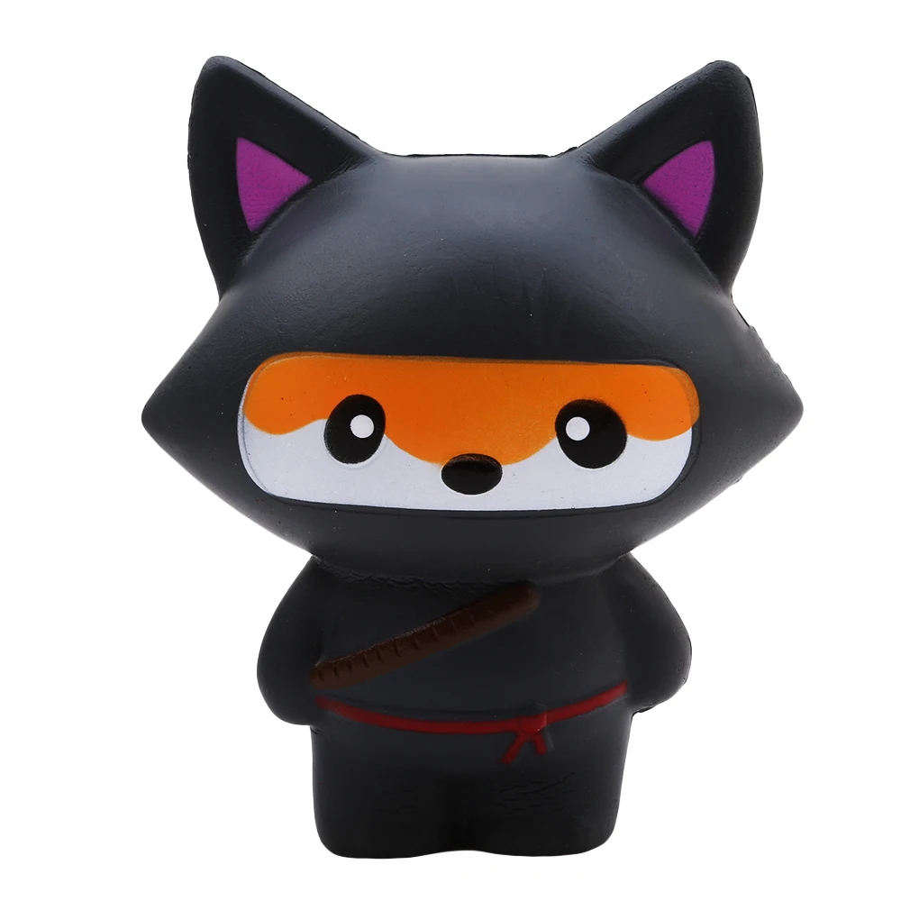 Игрушки для детей Squishi Jumbo Squishy, медленно поднимающаяся антиструнная игрушка для кошек, имитация пищи, хлеба, сквиши, облегчение стресса, забавный подарок - Цвет: black fox