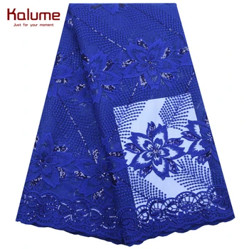 

Hot Design Milk Silk Lace Fabric High Quality African Dry Lace Fabric Blue Nigerian Sequins Lace Fabric For Sewing Party 1875