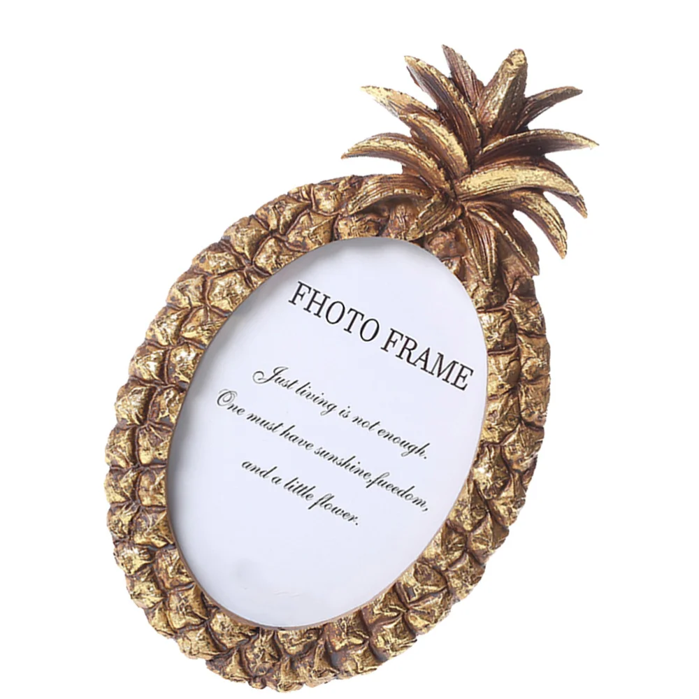 Resin Photo Frame Vintage Picture Holder Pineapple Shaped Desktop Decoration Golden (3 Inches) | Дом и сад