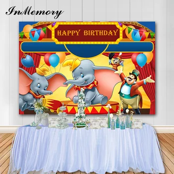 

InMemory Children's Birthday Party Photography Backdrop Circus Theme Background Dumbo Photo Studio Props Vinyl Photocall