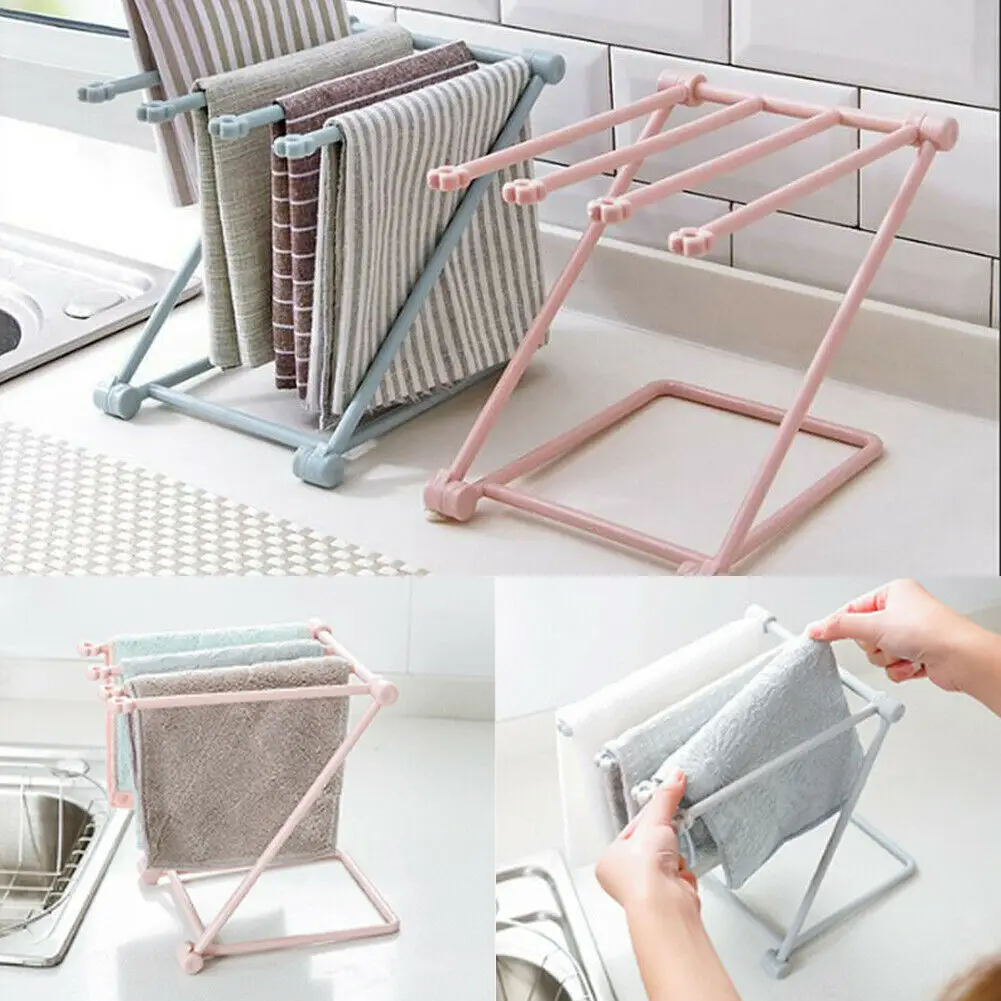 New Foldable Vertical Rag Mug Rack Holder Cup Storage Stand Kitchen Organizer