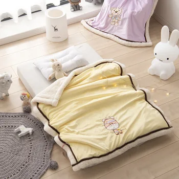 

TOP Quality Baby Blanket Double-deck Thicken Child Quilt Newborn Baby Coral Flannel Blankets For Baby Girl Boy Bedding 100X130CM