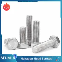 M3 M4 M5 M6 M8 M10 M12 M14 M16 M18 304 Stainless Steel External Hex Outer Hexagon Head Cap Screw Bolt with Full Thread DIN933