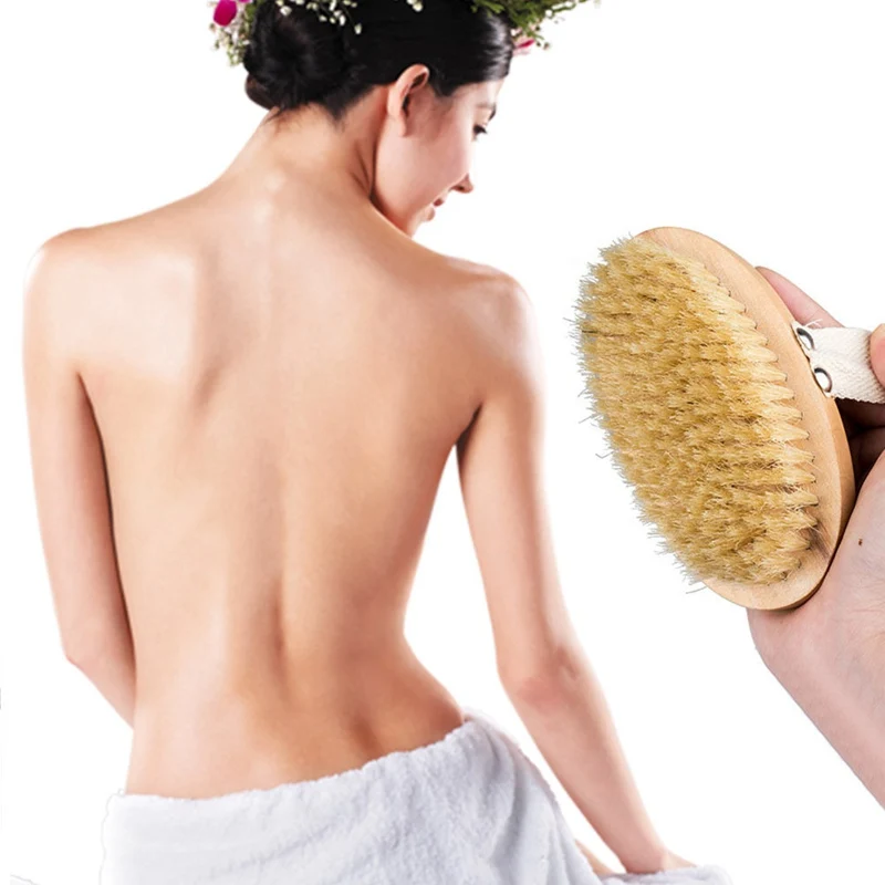 Caliente seca piel cuerpo cepillo de cerda Natural cepillos para ducha de baño de madera Cerda para ducha cepillo de SPA cuerpo cepillos sin mango