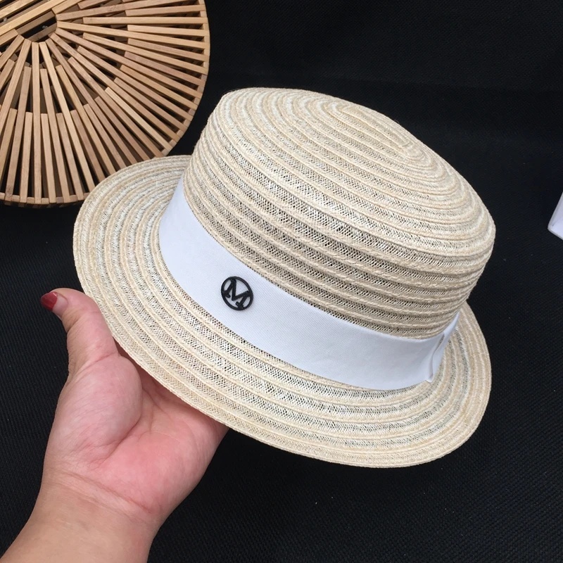 Тонкая льняная Лафит летняя трава потолок короткий край шляпа M шляпа Женская Солнцезащитная шляпа маленькая чистая и свежая и предотвращает пробивание в путешествиях - Цвет: Grass color
