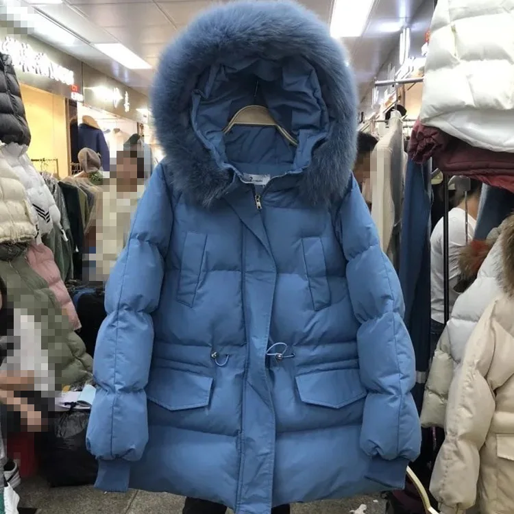 

2018 Winter New Style Korean-style Large Fur Collar Cotton-padded Clothes Short Waist Hugging Loose-Fit Cotton-padded Clothes do