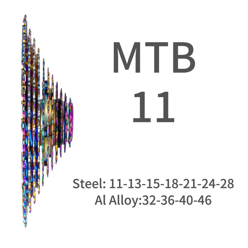 Durable Colorful Round 11-46T Outdoor 11 Speed Bicycle Flywheel Racing Aluminum Alloy Repair Replacement Mountain Bike Extended