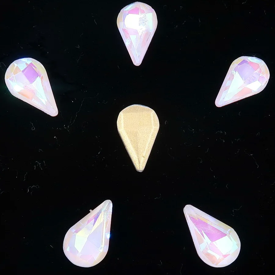 Стеклянный кристалл 8*13 мм желе конфеты и AB цвета тонкий в форме капли воды клей на Стразы бусины аппликация nailart рукоделие diy отделка - Цвет: A25 White AB