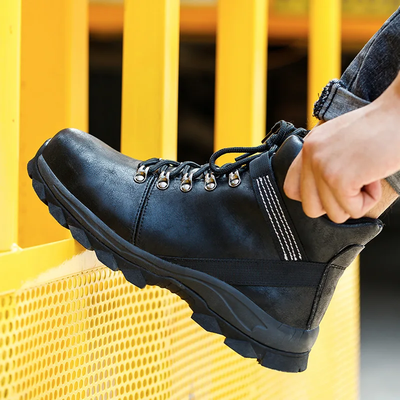 Botas de trabajo de alta altura para hombre, zapatos de seguridad  antigolpes con punta de acero, indestructibles, ANTIPERFORACIONES, botas de  moto a la moda, 2021 - AliExpress Calzado