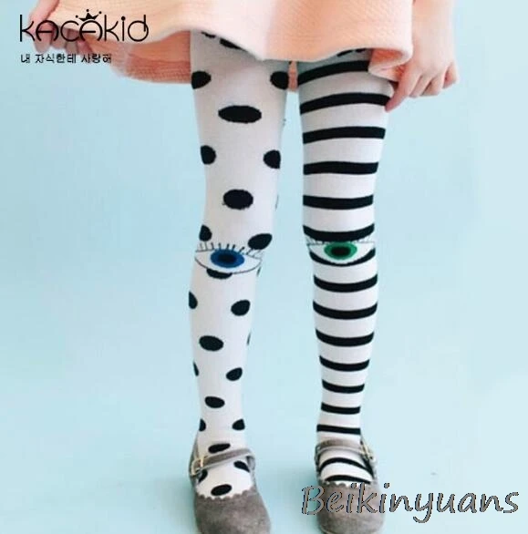 Asymmetric dot Весенне-осенние детские колготки для танцев с рисунком Больших Глаз, милые красивые детские хлопковые колготки, носки принцессы - Цвет: Asymmetric dot