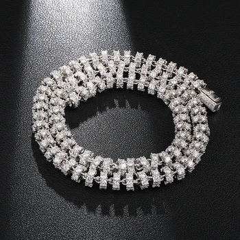 

US7 6MM Bling AAA CZ Cubic Zirconia Iced Out Round Link Chain Necklace For Men Women Rapper Hip Hop Necklaces Jewelry