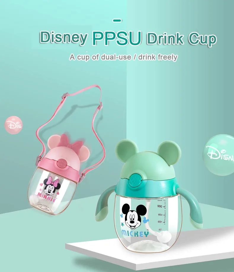 Disney baby cup Детская кружка с ремнем питьевое молоко PPSU детская обучающая емкость с безмен Бутылка чайник