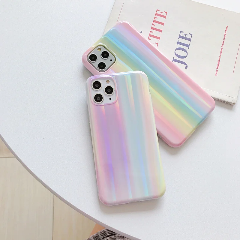 Aurora laser phone case for iphone 11 11Pro Max case for iphone X XR XS Max 7 8 6 6S Plus Gradient color case capa