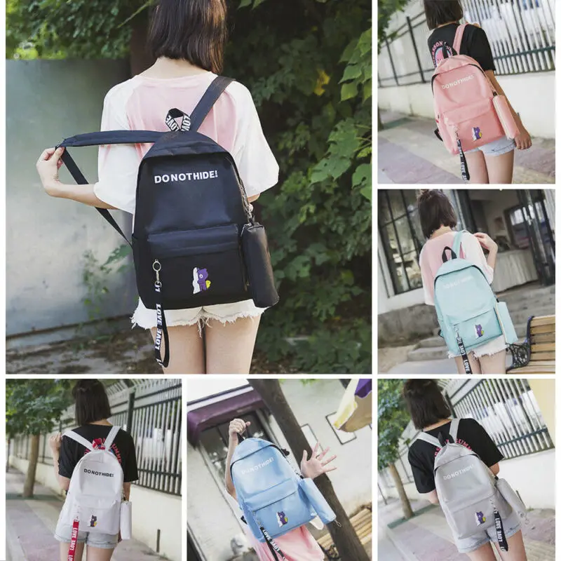 

NoEnName Fashion 3pcs/Set Backpack Rucksack Women Canvas Travel Bookbags School Bags for Teenage Girls Hot