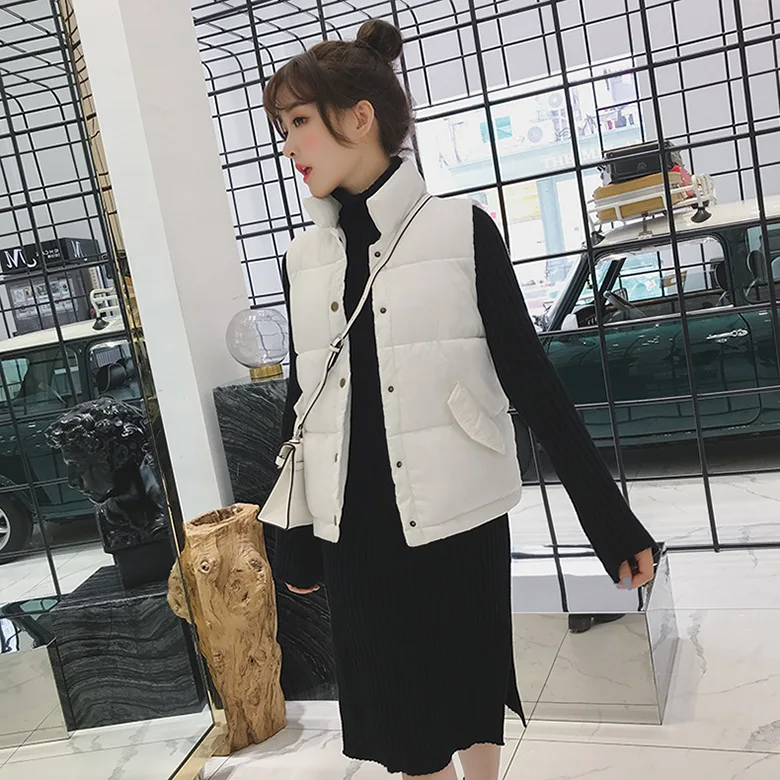 

Waistcoat Women's down Cotton Korean-style Short Cotton-padded Clothes Autumn & Winter 2019 New Style Vest Waistcoat Sleeveless