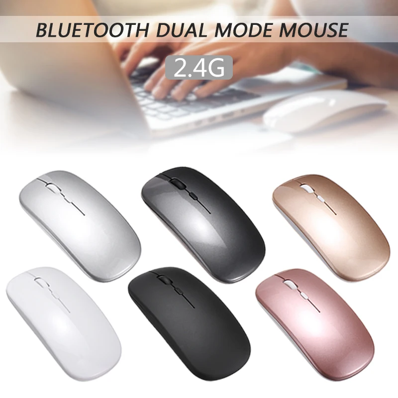 

bluetooth 5.0 + 2.4Ghz Wireless Dual Mode 2 In 1 Cordless Mouse 1600 DPI Ultra-thin Ergonomic Optical Mice Portable Design