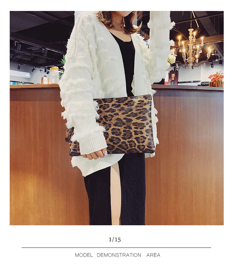 Casual Bags for Women Animal Print Leopard Clutch Female Fashion Design Leather Wallet Messenger Bag Ladies Elegant Handbag