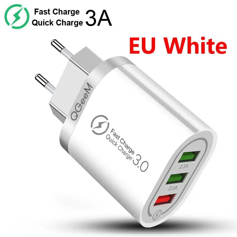 charger 100w QGEEM Quick Charge 3.0 3 USB Charger for iPhone Fast Charger for Xiaomi QC 3.0 Portable Phone Charger Charging Adapter 65w charger Chargers