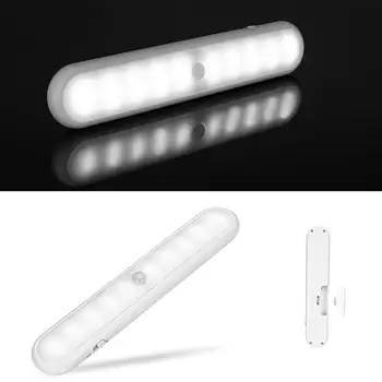 

10 LED Light Human Body Sensor With Magnet Adsorption Cabinet Closet Night Light luces led #2D19