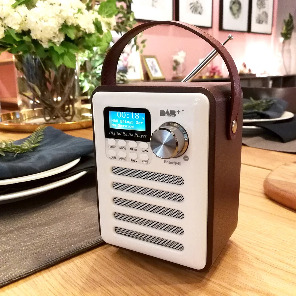 

DAB Player MP3 Audio Record Wood Digital Radio USB Portable Rechargeable Retro Bluetooth LCD Display Stereo FM Receiver