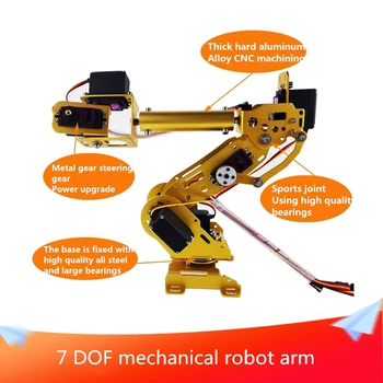 

Gold 7 Degrees of Freedom Mechanical Arm Structural Parts,7-axis Robot Abb Industrial Robot Model for Arduino Robotic Education