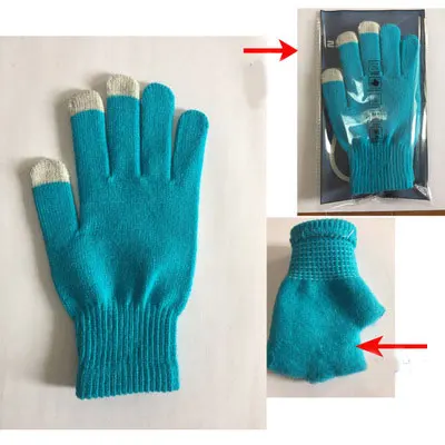 Женские и мужские шерстяные вязаные перчатки с сенсорным экраном для девочек на осень и зиму, утолщенные эластичные варежки, перчатки, тонкие перчатки, аксессуары - Цвет: 10(thick)