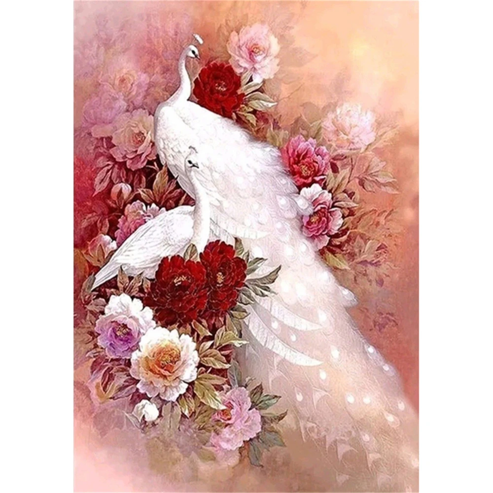 Полностью круглая алмазная живопись peacocks Декор стразы вышивка крестиком мозаика