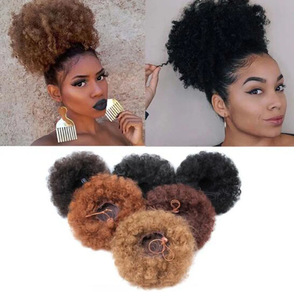 2022 Hot New Fashion Short Afro Puff Synthetic Hair Hairpiece For Women  Drawstring Ponytail Kinky Curly Clip Hair Extensions - Styling Accessories  - AliExpress