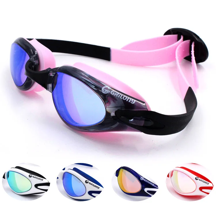 

Swiss And Ultra-Clear Electroplated Plain Glass/Prescription Swimming Goggles Big Box Waterproof Anti-fog Swimming Glasses Men A